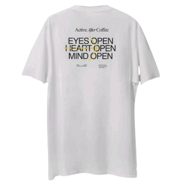 Active After Coffee Graphic T Shirt Unisex Eyes Open Heart Open Mind Open - Picture 3 of 7